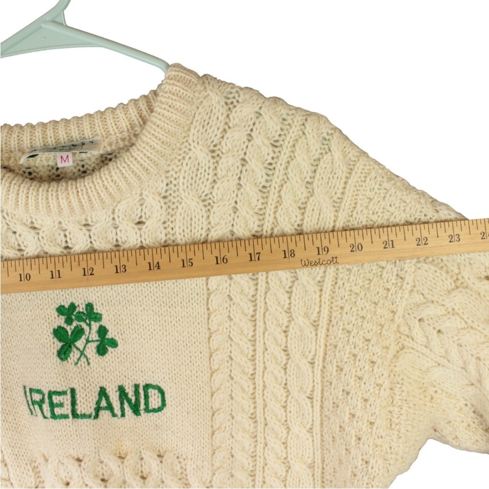 Blarney Woolen Mills Sweater Sz M Beige Pullover Wool Ireland Chunky Fisherman - Picture 13 of 13